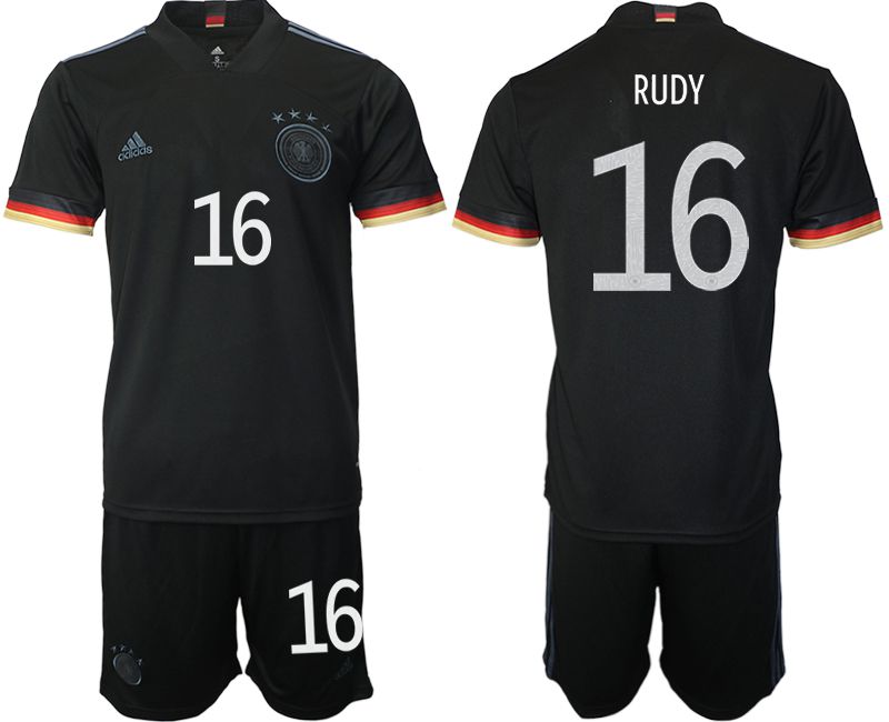 Men 2020-2021 European Cup Germany away black #16 Adidas Soccer Jersey->france jersey->Soccer Country Jersey
